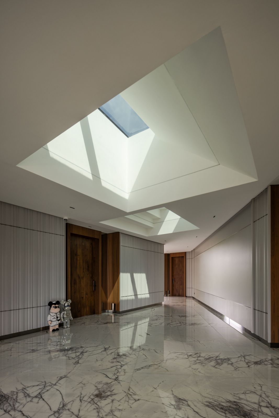 A skylight allows natural light in