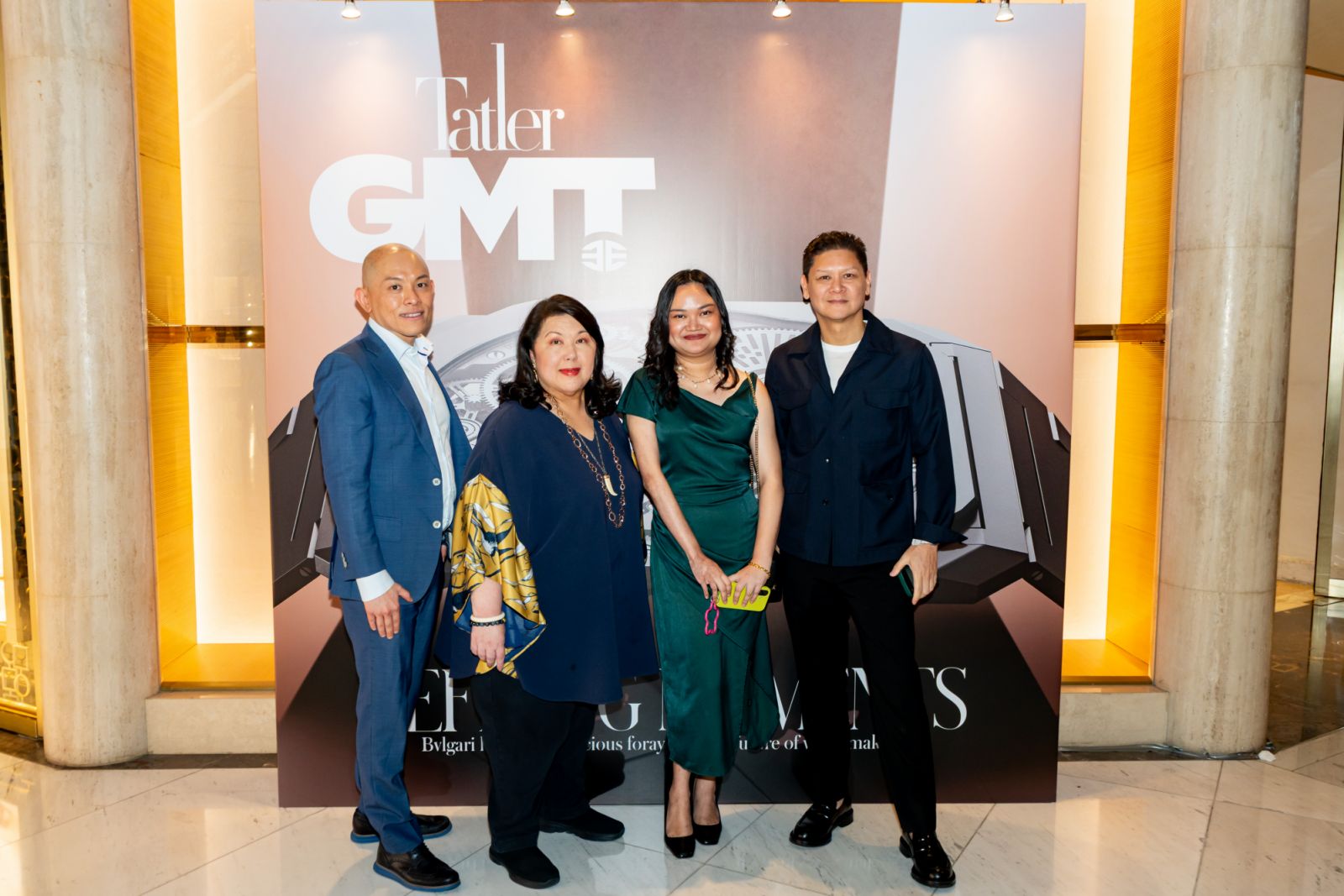 Bvlgari Philippines commercial manager Jeremy Yeo, Tatler Philippines managing director Irene Martel Francisco, Tatler GMT Philippines editor Mac Fabella, Tatler Philippines editor-in-chief Anton San Diego