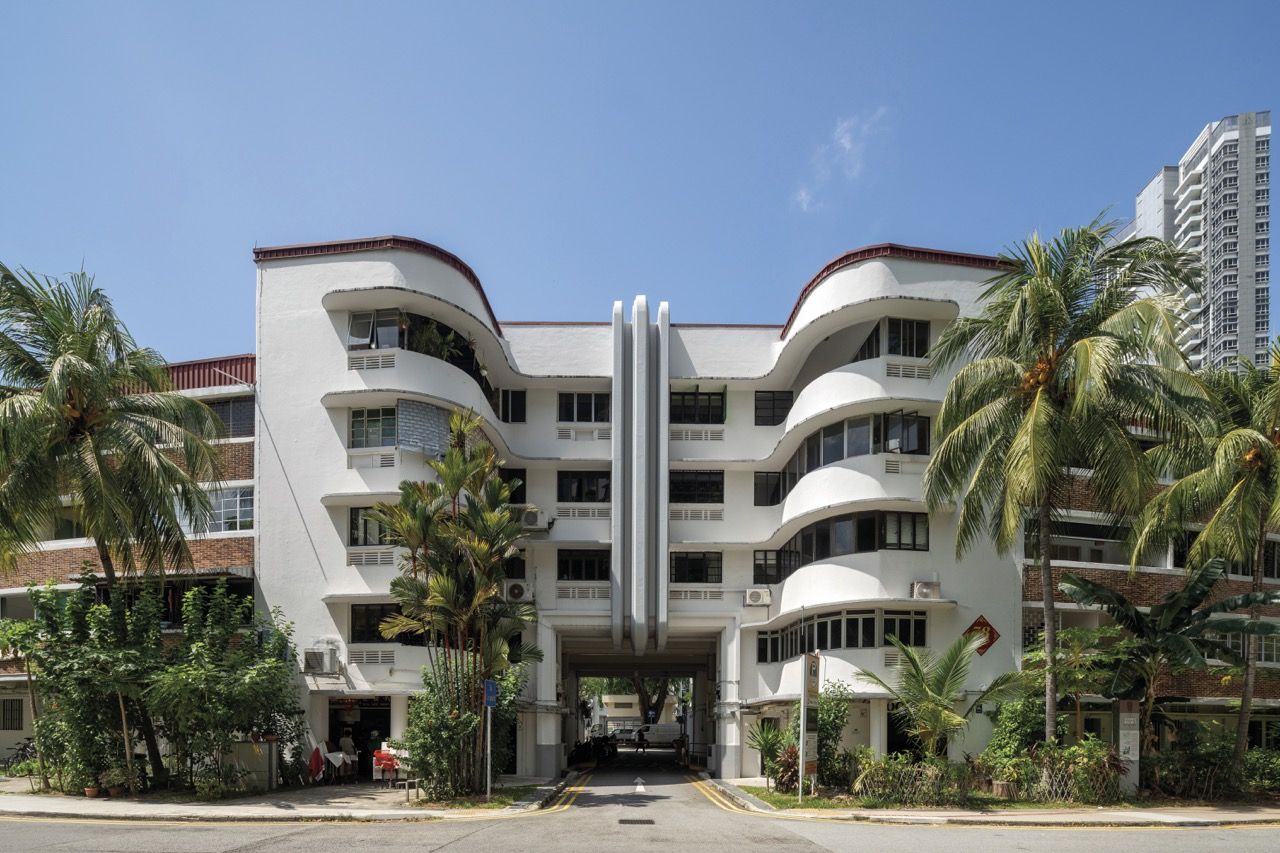 78 Moh Guan Terrace, also in  Tiong Bahru, was built by Singapore Improvement Trust in 1937 and showcases the same architectural approach with its flowing horizontal lines and curved corners (Photo: Darren Soh)
