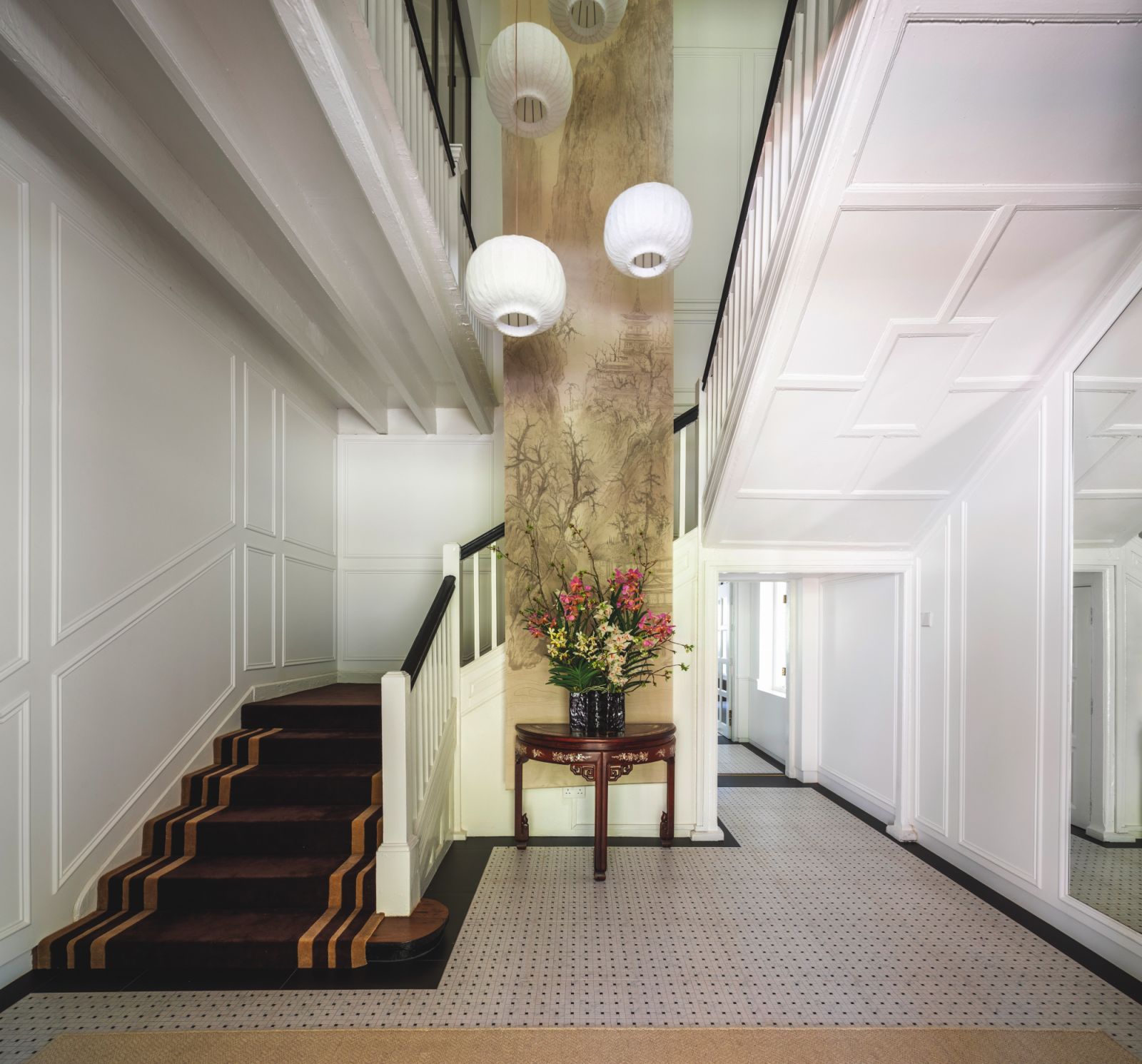 Living DNA rug at the 9 Goodwood Hill staircase serves an acoustic function