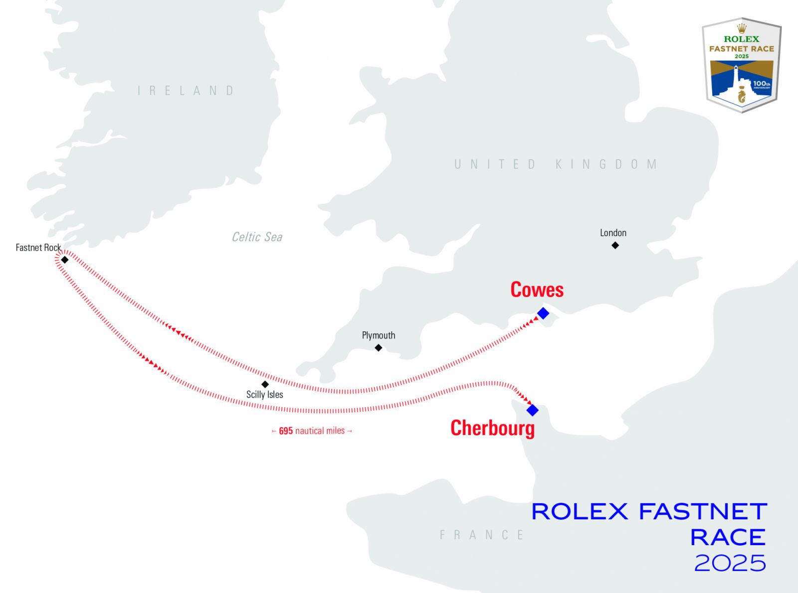 ROLEX FASTNET RACE
Rolex Fastnet Race เป็นหนึ่งในการแข่งขันเรือใบที่โดดเด่นที่สุด จัดขึ้นทุกสองปีและจัดโดย RORC โดยได้รับการสนับสนุนจาก Rolex มาตั้งแต่ปี 2001