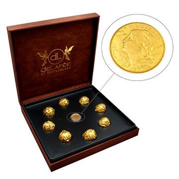 DeLafée's Swiss edible gold chocolate box with Swiss Collectible Gold Coin (Photo: courtesy of DeLafée)