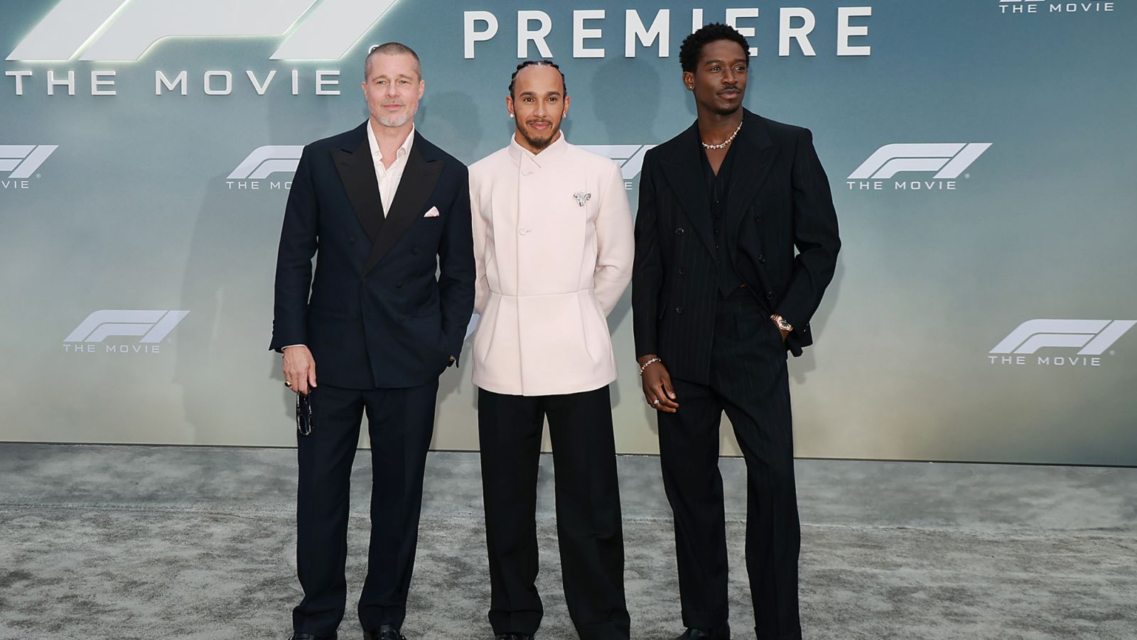 Brad Pitt, Lewis Hamilton and Damson Idris at the world premiere of 'F1 The Movie' (Photo: Apple)