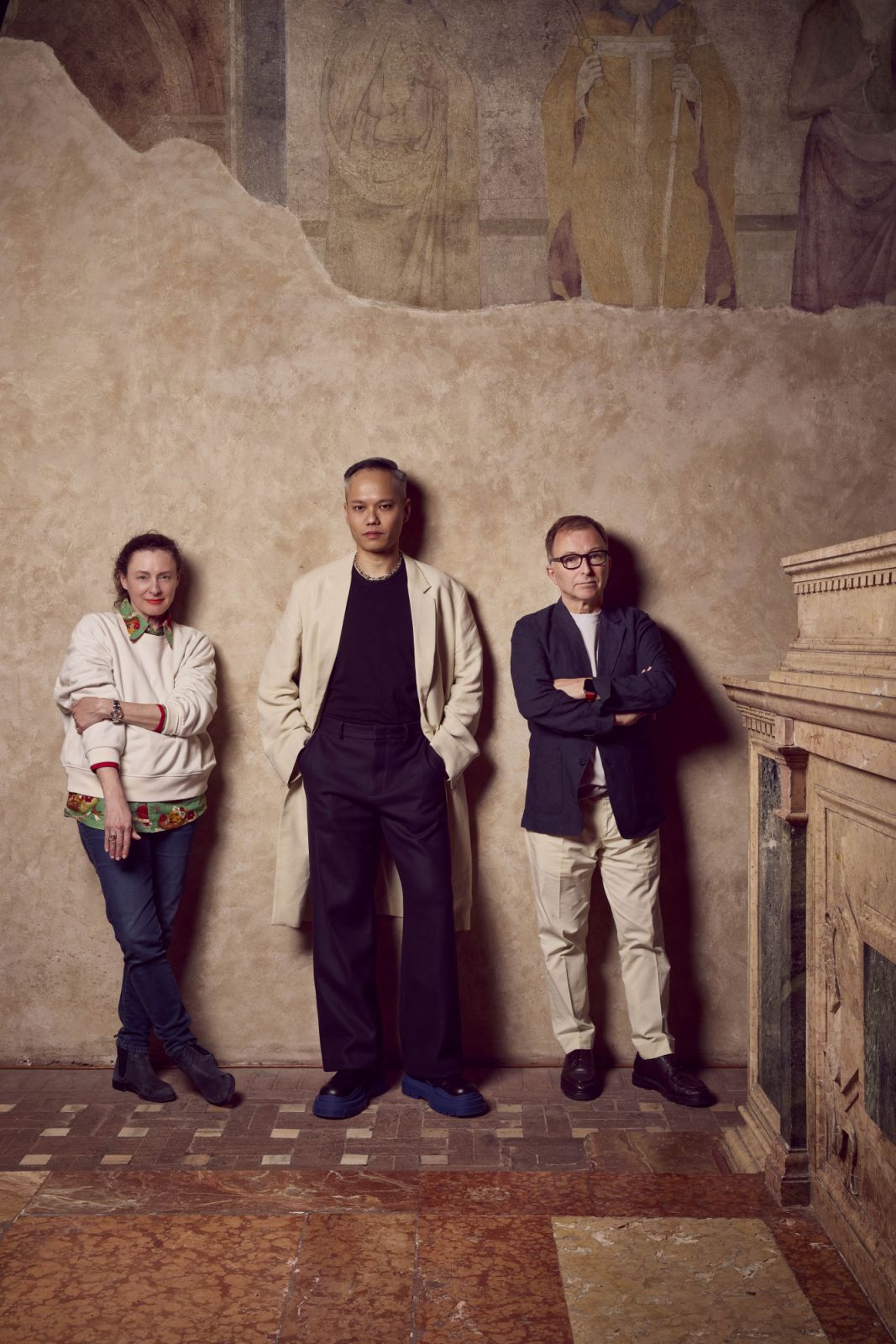 The three exhibition curators, the returning Maria Cristina Didero (left) and Tony Chambers (right) and this year’s newcomer Hunn Wai (middle)