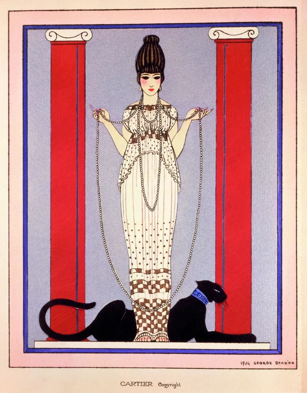 1914年Cartier委託George Barbier繪製珠寶展邀請函，這也是美洲豹形象第一次與卡地亞緊緊相連。（Photo: Cartier）