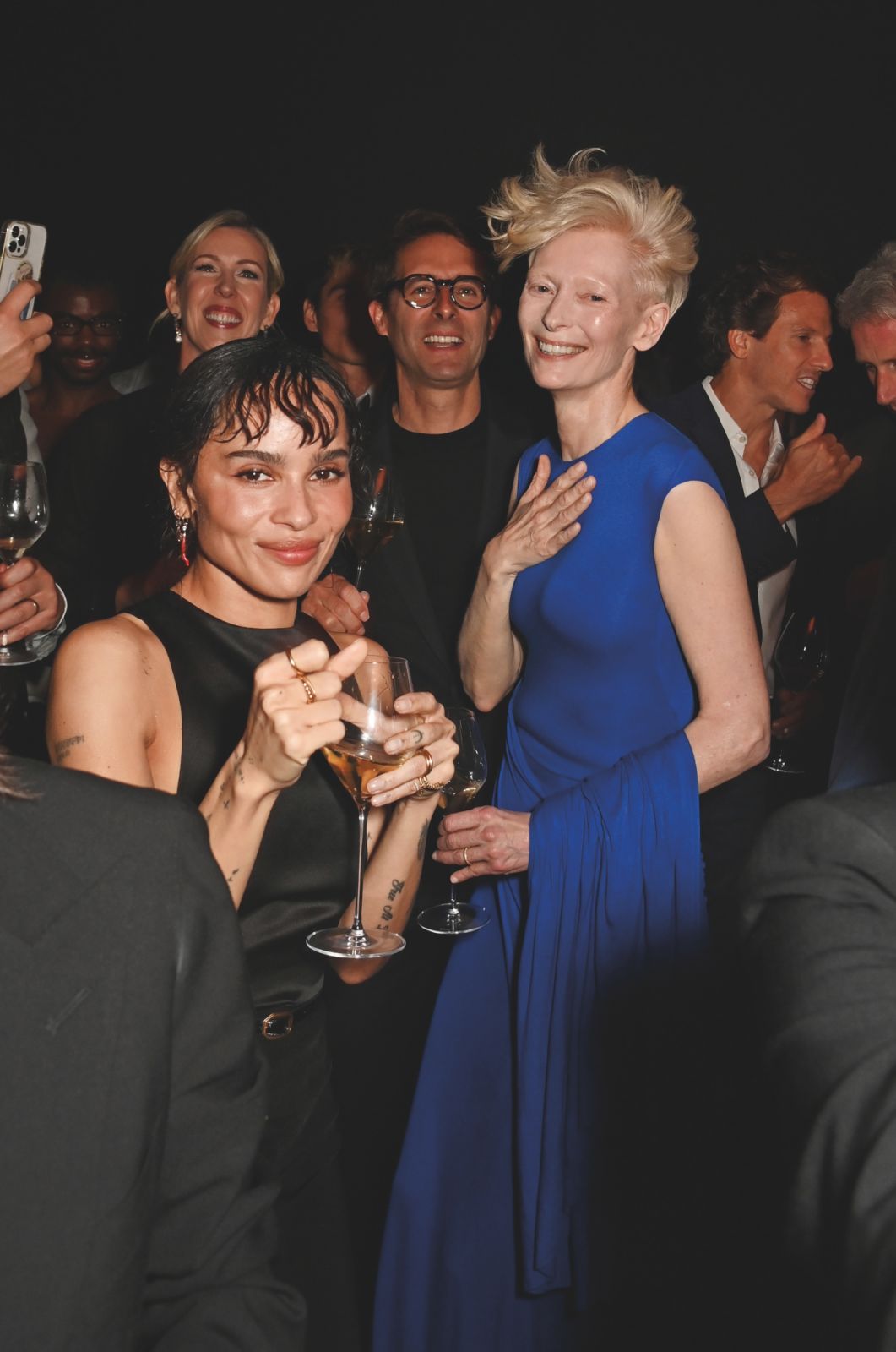 LONDON, ENGLAND - MAY 15: Zoe Kravitz and Tilda Swinton attend Moet Hennessey Dom Perignon Revelations Dinner and Party on May 15, 2025 in London, England. 

Photo by Dave Benett