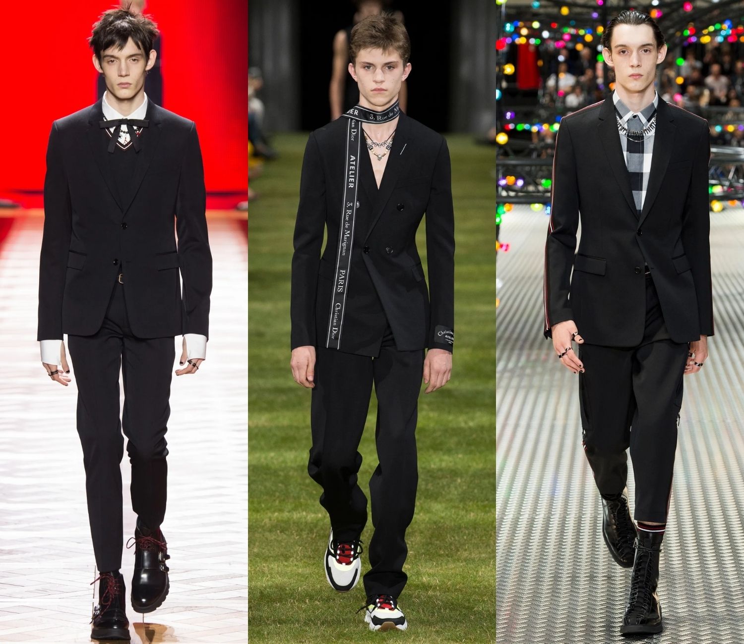 Một số thiết kế suit mở màn cho các buổi trình diễn của Kris Van Assche. Ảnh: Yannis Vlamos/Indigital.tv