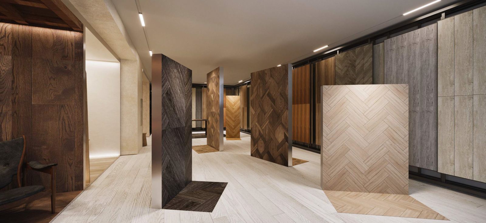 A view of the showroom's Wood Culture section