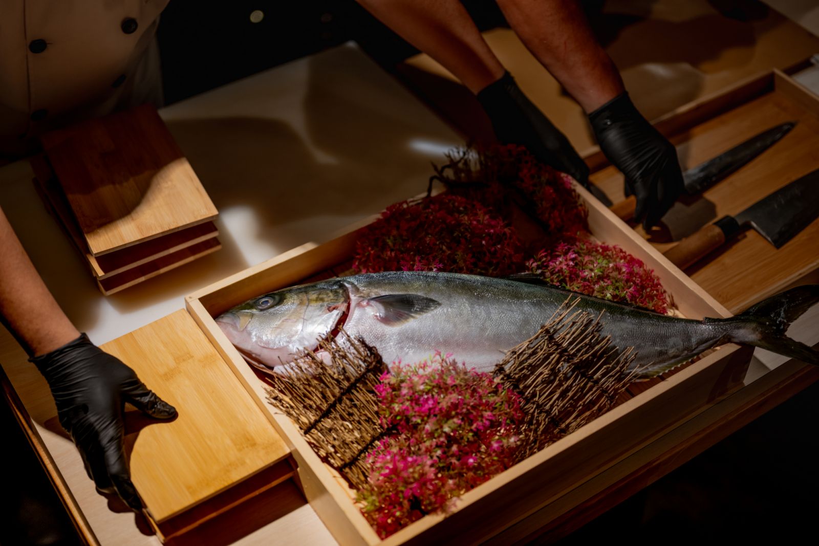 Buri Hira fish being prepared for the cutting show (Image: Haku) omakase