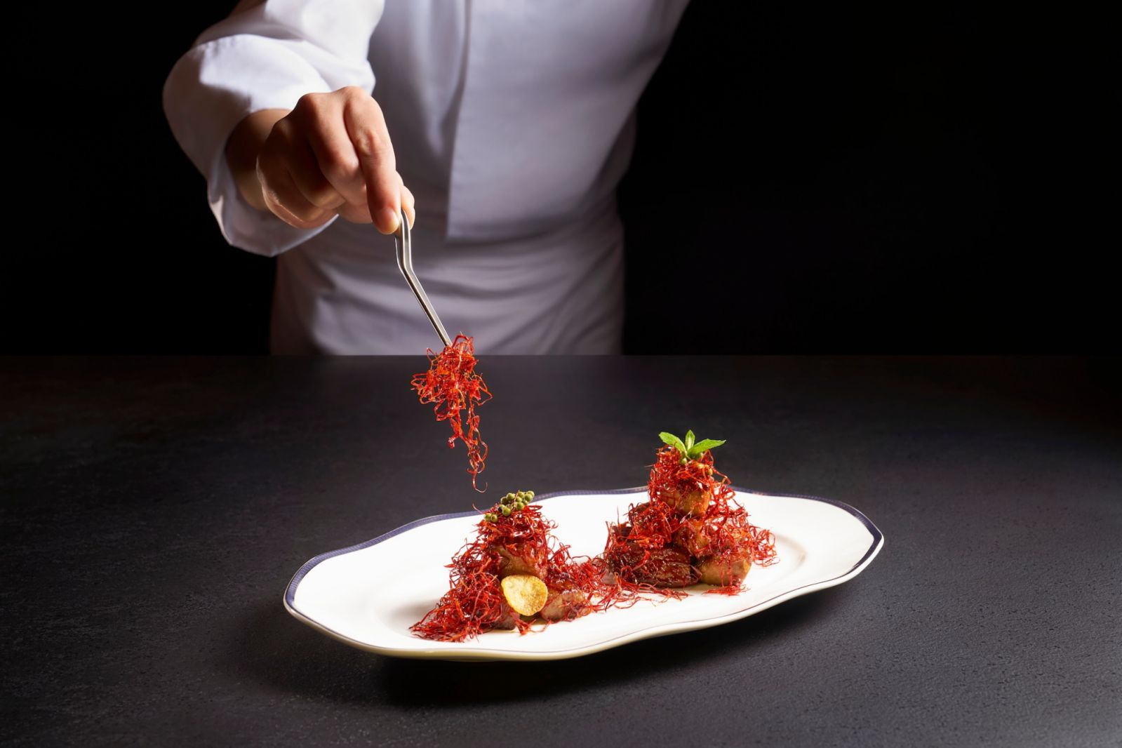 Sautéed diced Wagyu beef with Sichuan peppercorn and chilli (Photo: Mandarin Oriental, Singapore) cherry garden by chef fei