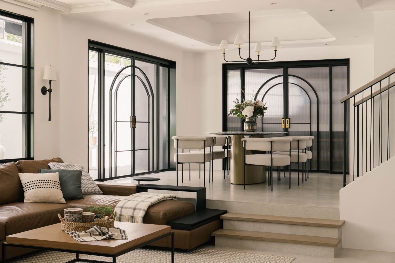 The colour and material palettes feature neutral hues and a plethora of textures