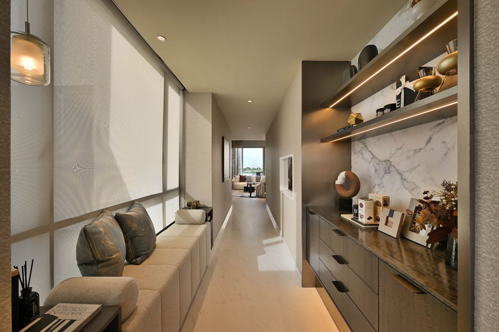 This corridor was transformed into a homely reading lounge