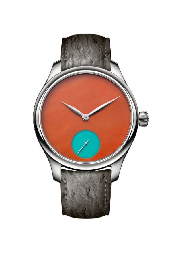 H. Moser & Cie. Endeavour Small Seconds Concept Pop with deep orange coral and turquoise dial