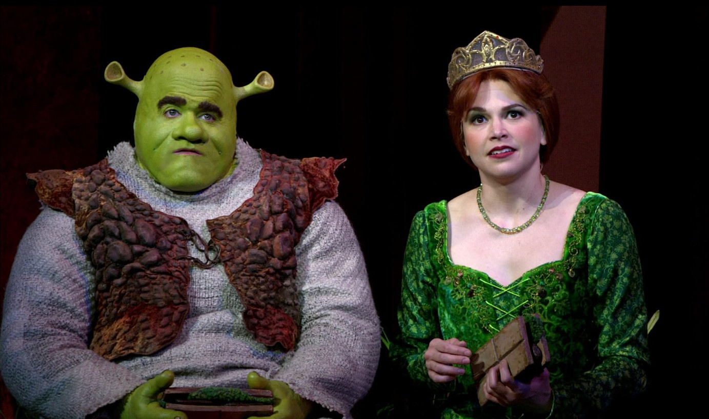 Brian d’Arcy James as Shrek and Sutton Foster as Princess Fiona in ‘Shrek The Musical’ (Photo: IMDB)