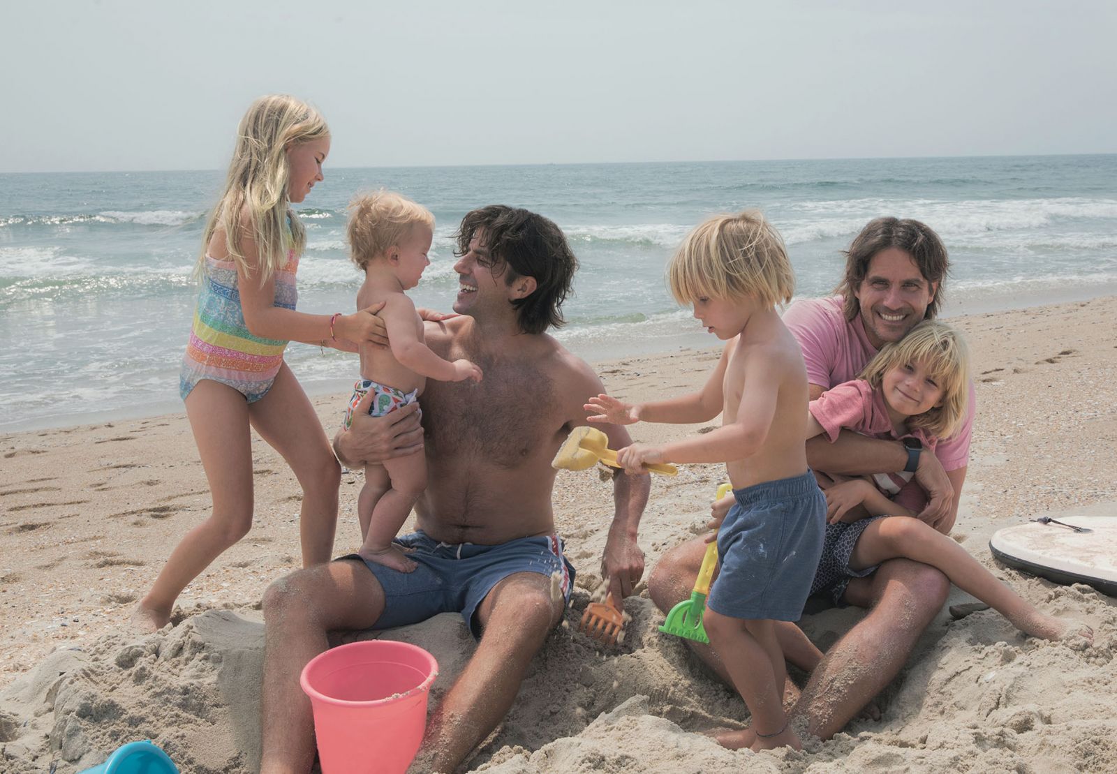 Mike and Alex Faherty on the beach with their children in Spring Lake, New Jersey