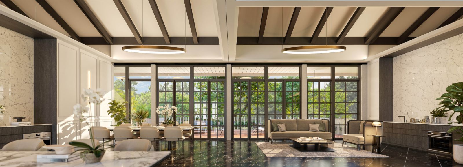Combined function rooms offer scenic vistas at the Lentor Mansion clubhouse