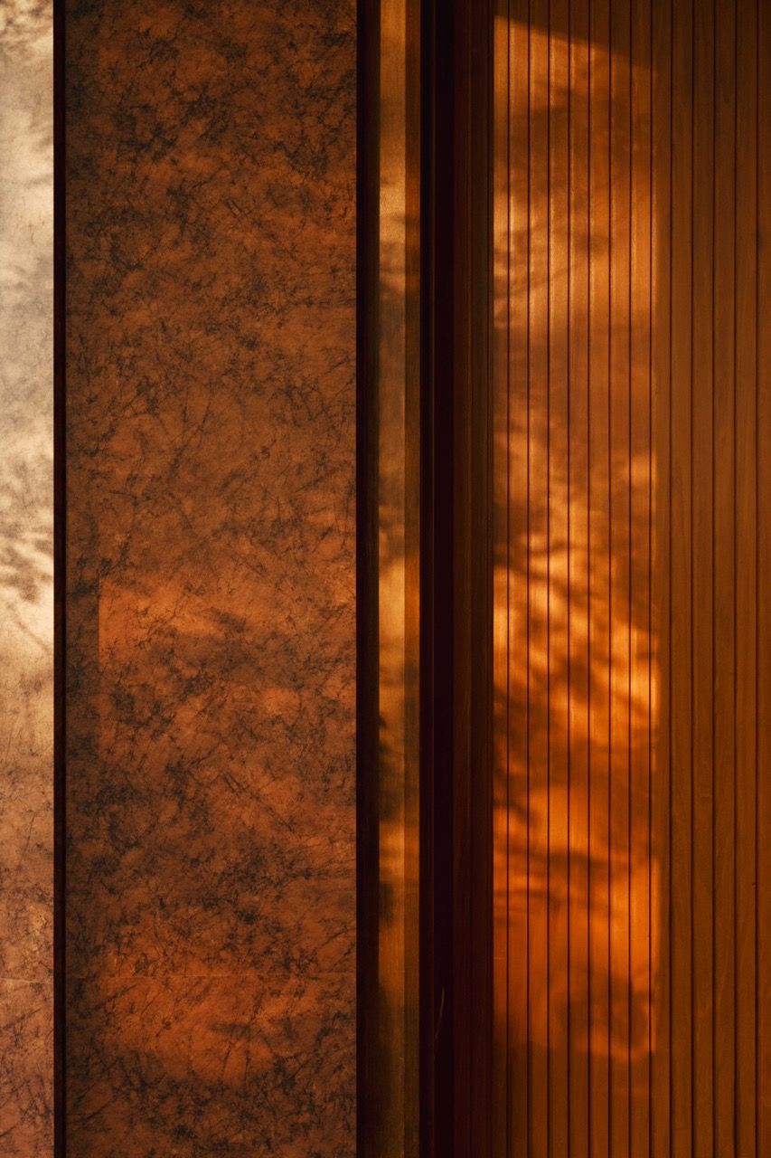 Detail of natural materials showing the interplay between stone and wood finishes that create the warm, grounded atmosphere Liew wanted to achieve