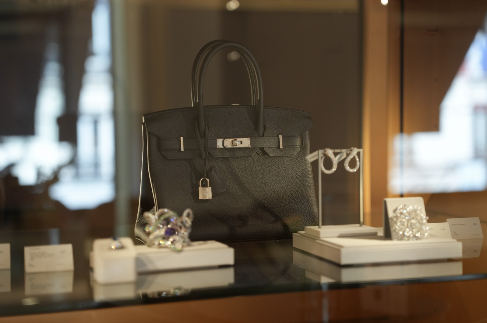 Display of a black Birkin Bag