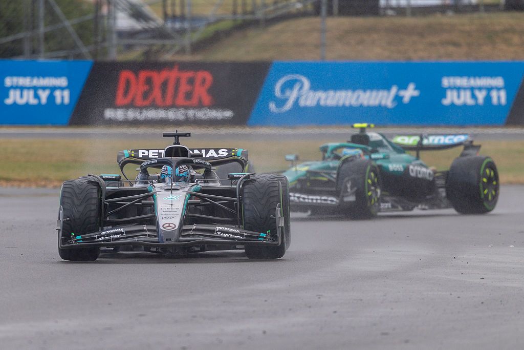 NORTHAMPTONSHIRE, ENG - JULY 06: George Russell of the United Kingdom and Team Mercedes-AMG Petronas (63) during the F1 Grand Prix of Great Britain on July 06, 2025 at Silverstone Circuit in Northampton, England. (Photo by Bob Kupbens/Icon Sportswire via Getty Images)