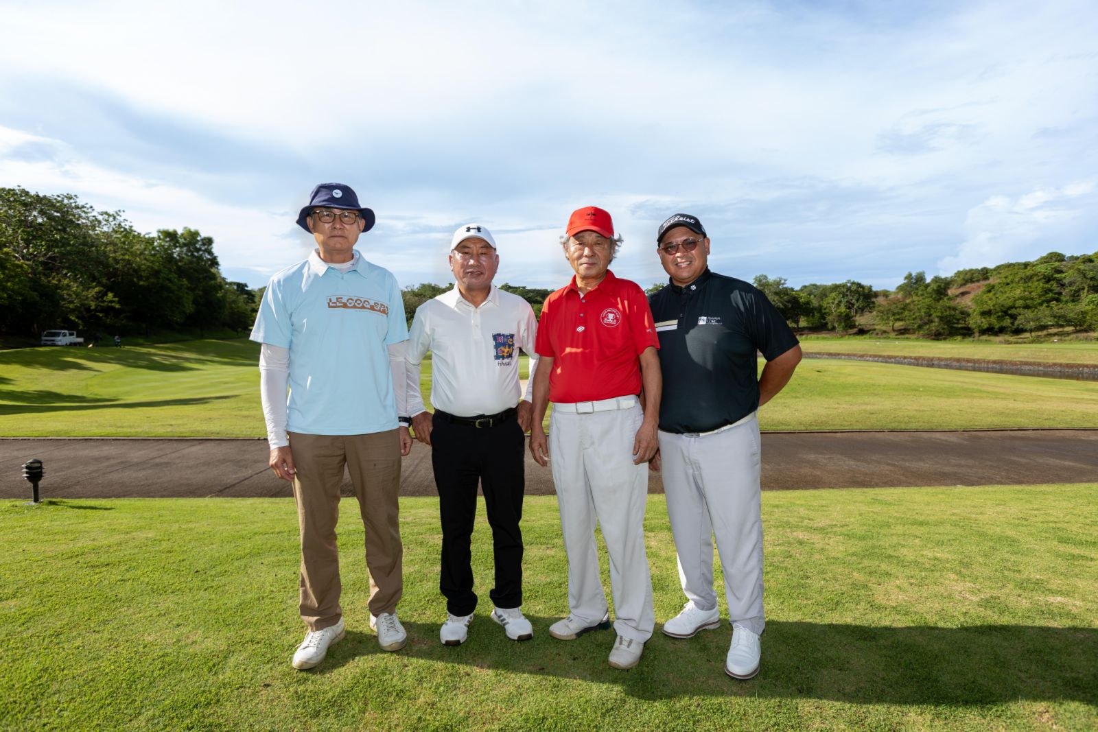 Left to right: Paul Sang, Nam Bo Hean, and Chairman Jung Tae from Top 100 Golf Courses Asia with Raymund Bunquin, General Manager of Anvaya Cove Golf & Sports Club