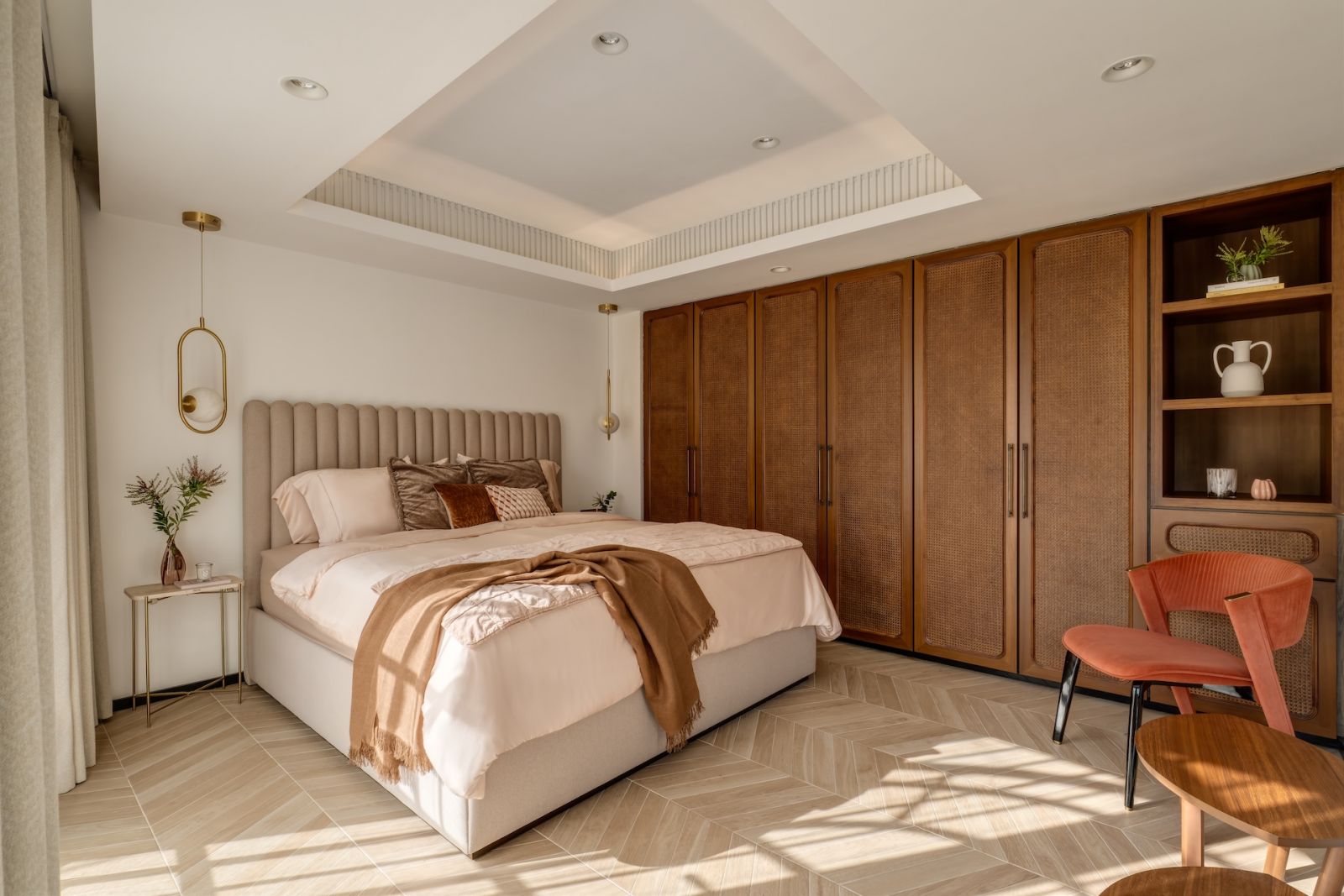 A bedroom in a Hong Kong multigenerational home designed by Liquid Interiors