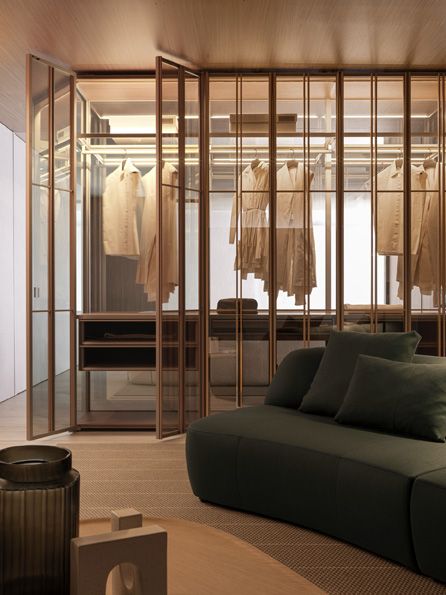 Featuring glass hinged doors with an innovative patented opening system