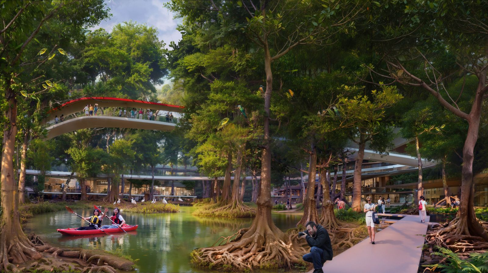 A rendering of the Manila Bay Central Park forest walk in the Philippines