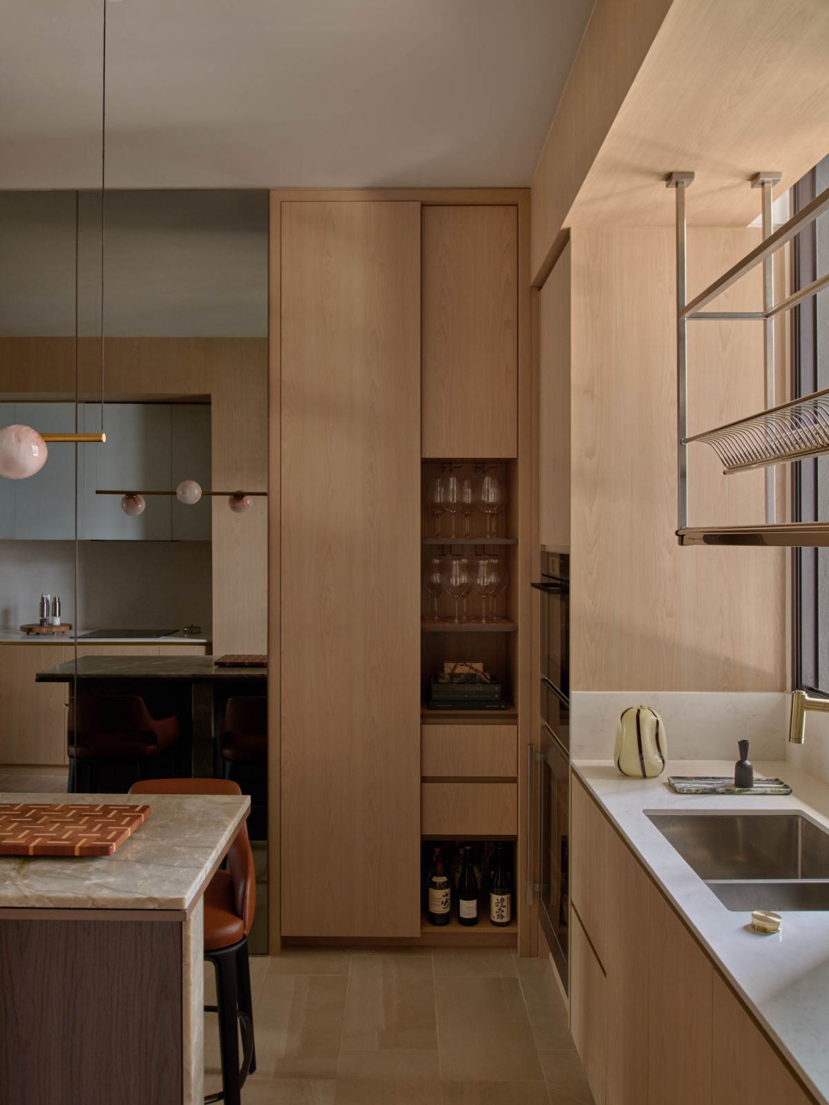The Meyer Mansion apartment's functional kitchen