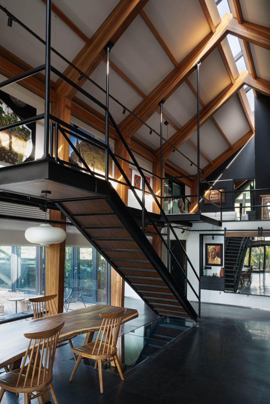 The clutter-free interior allows the mass timber structure to take centre stage