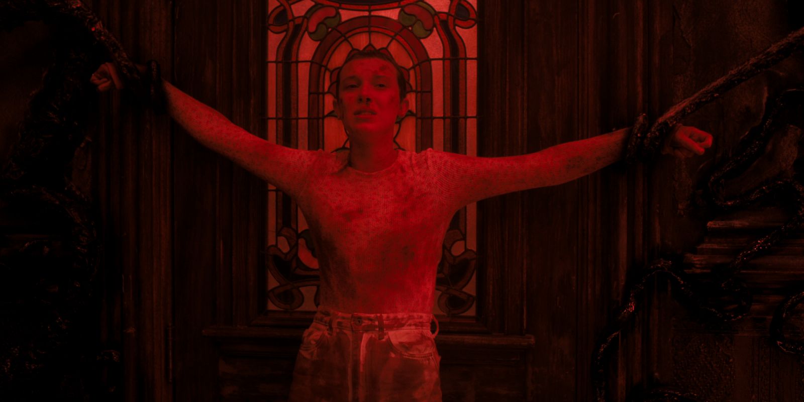 STRANGER THINGS. Millie Bobby Brown as Eleven in STRANGER THINGS. Cr. Courtesy of Netflix © 2022