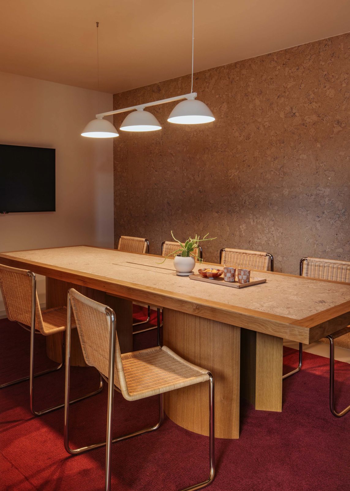 One of the meeting rooms, with chairs from Commune and the w103 lamp designed by Inge Sempe for Wastberg