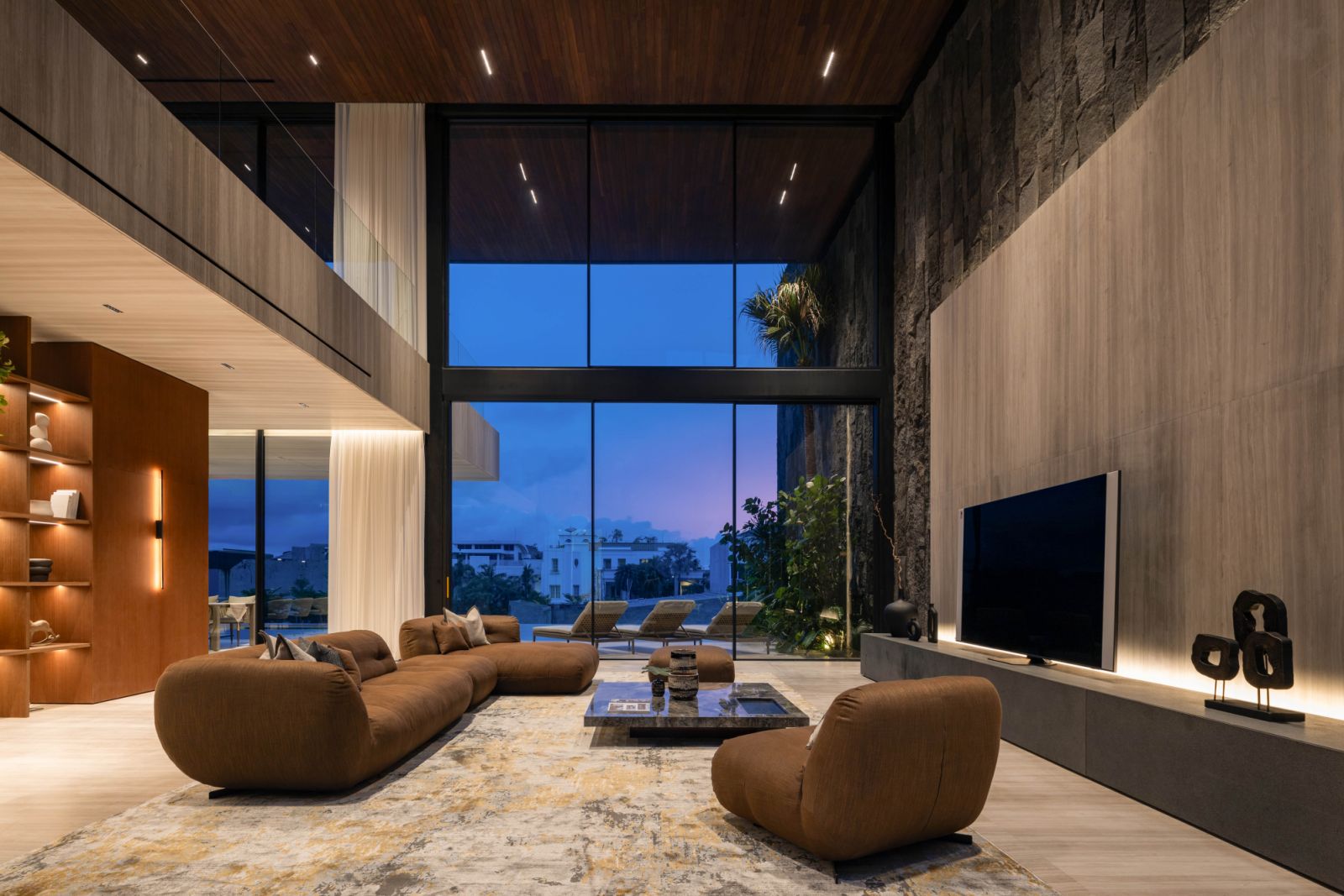 The expansive view from the double-volume living room, an inspiration for the project name: From Inside Looing Out
