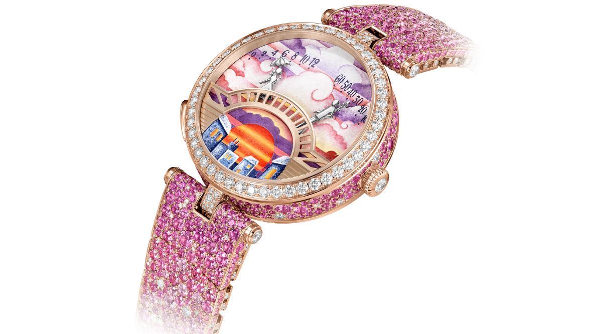 Van Cleef & Arpels Lady Arpels Pont des Amoureux in rose gold set with diamonds and pink sapphires