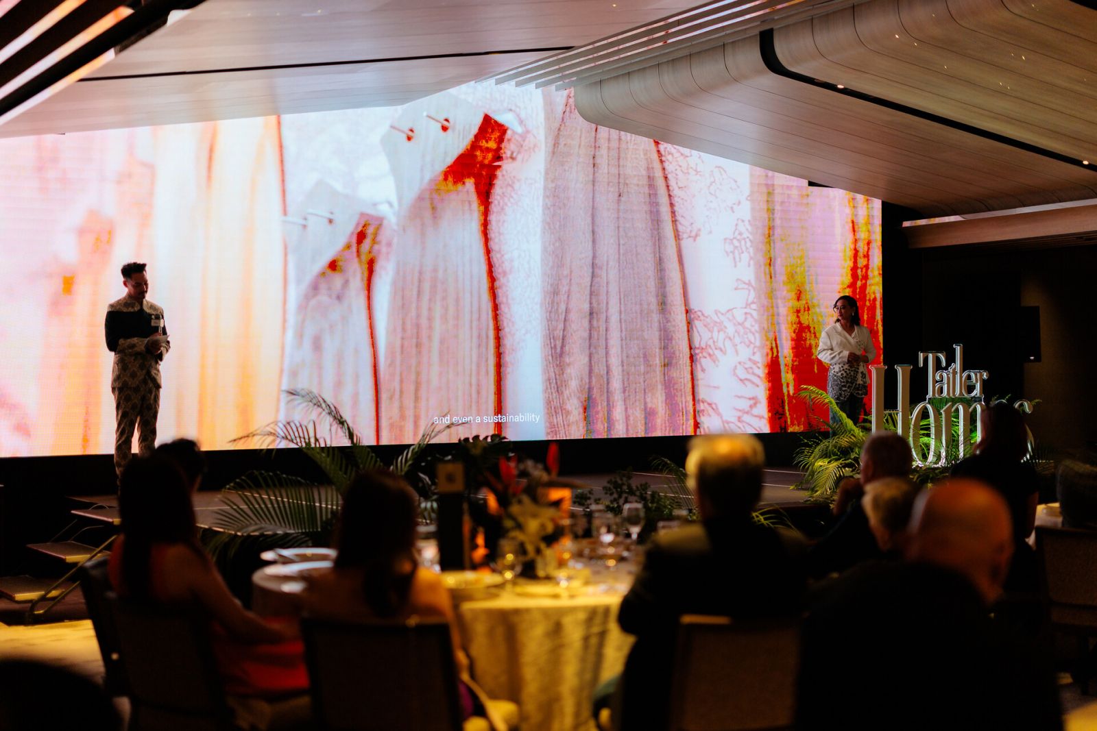 The unique shape of Parkroyal Collection Marina Bay’s Garden Ballroom adds a special touch to the video presentations