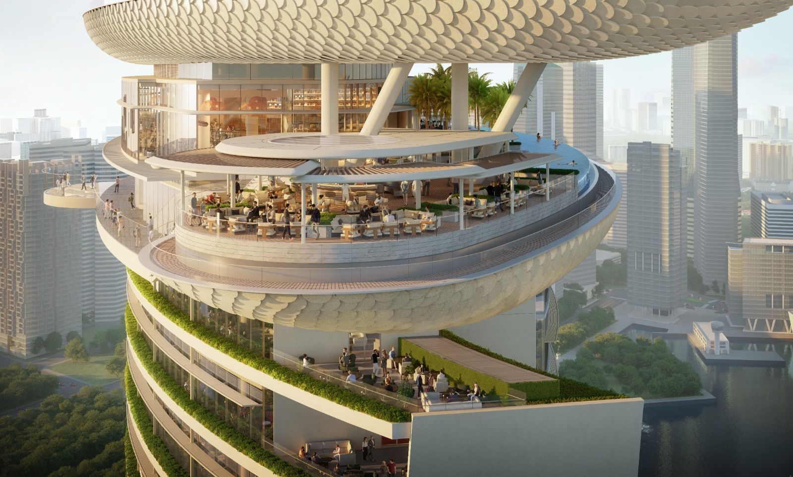 An aerial view of the Lower and Upper Skyloop (Foto: Safdie Architects)