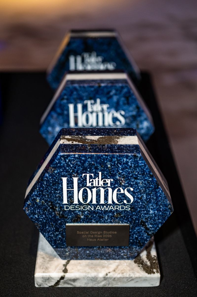 Spatial Design Studios on the Rise category’s hexagonal trophies were made from off-cut Hafary natural stones in blue and white hue