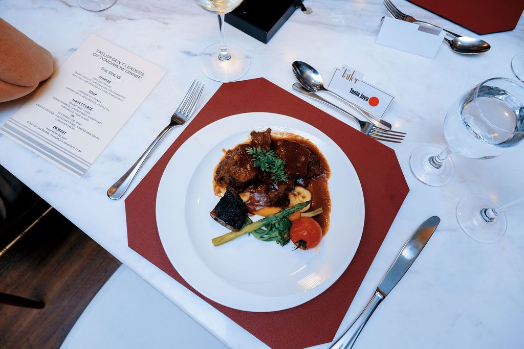 Braised beef cheek: garlic marshed, glazed carrot, chimichurri portobello and thyme glazed