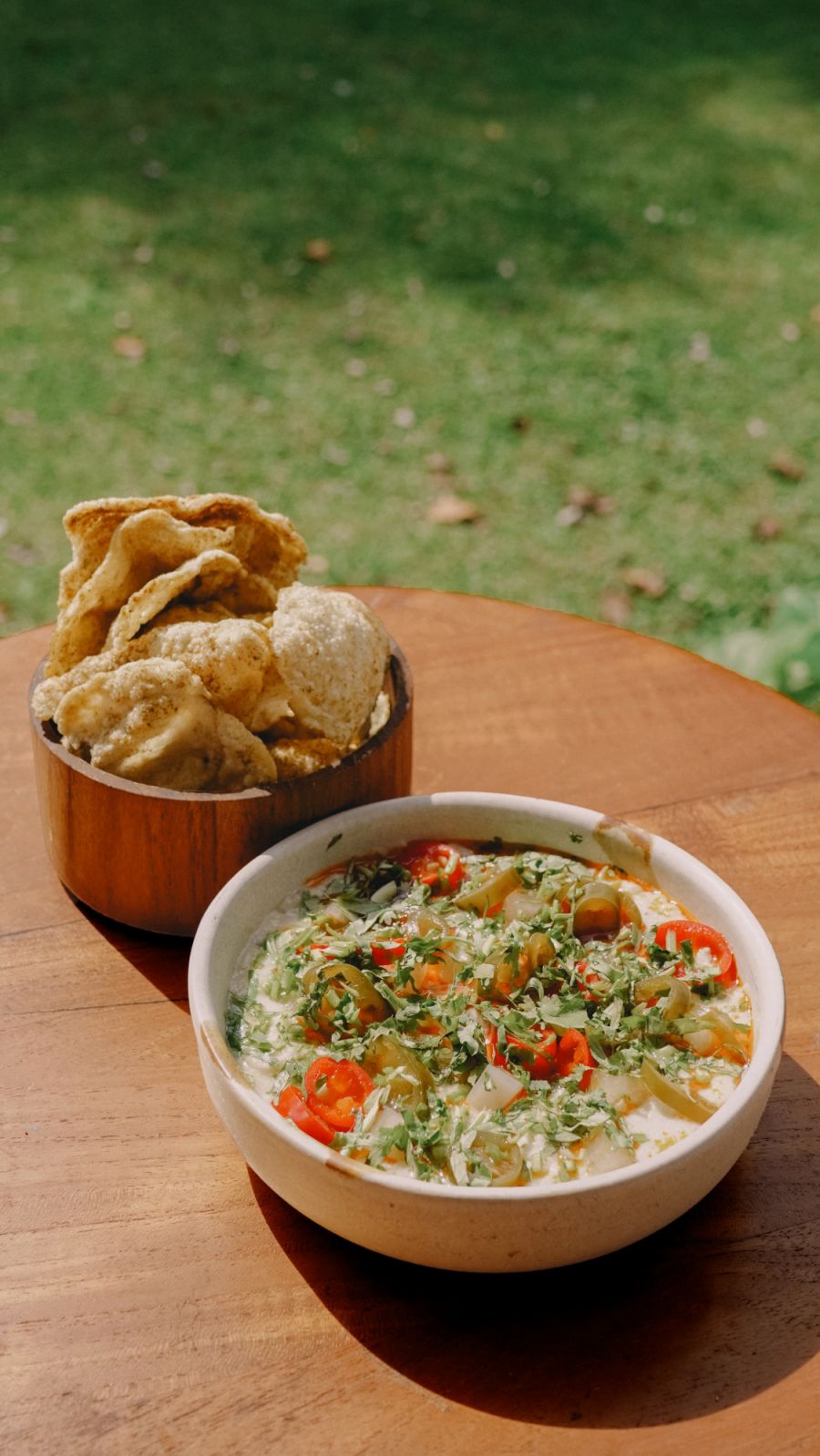 White Malaysian corn relish with romesco-inspired sauce (Photo: Air CCCC) best fermentation restaurant chef singapore
