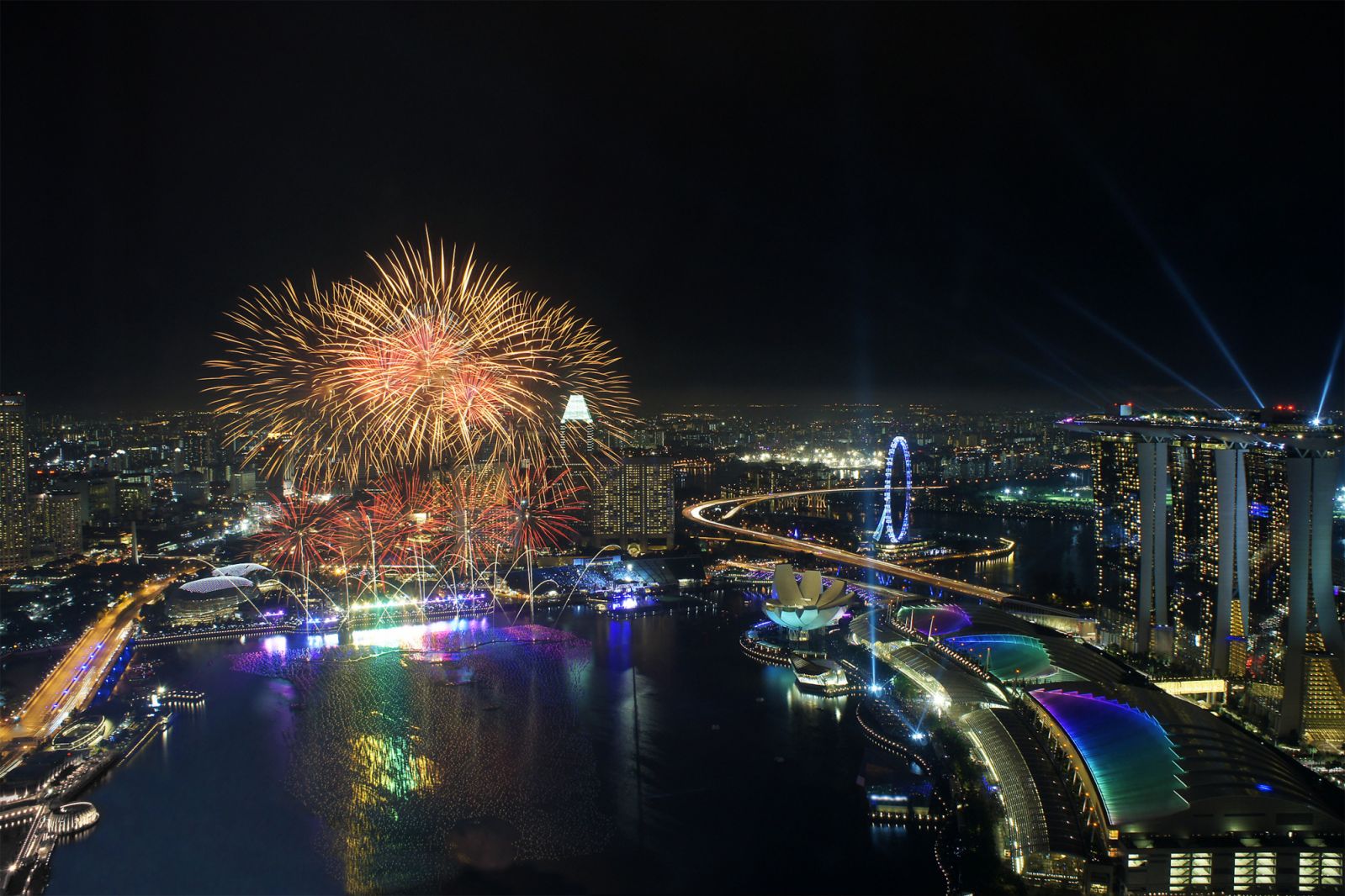 Fireworks over Marina Bay, Singapore