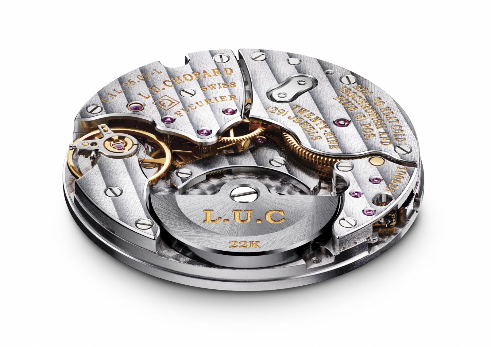 The L.U.C 96.09-L movement with twin stacked barrels