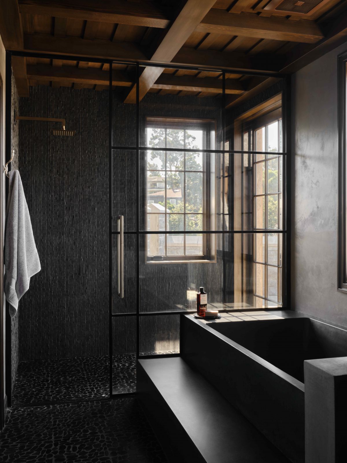 The bathroom is a tranquil retreat for daily rituals