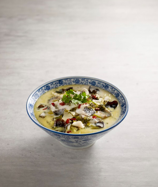 The specialty fish in pickled vegetable broth
