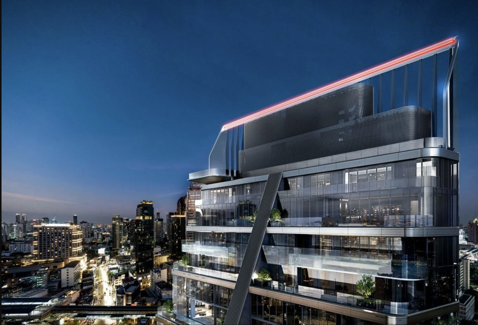 Porsche Design Tower Bangkok’s roof has been designed as an homage to the luxury car brand's iconic light
