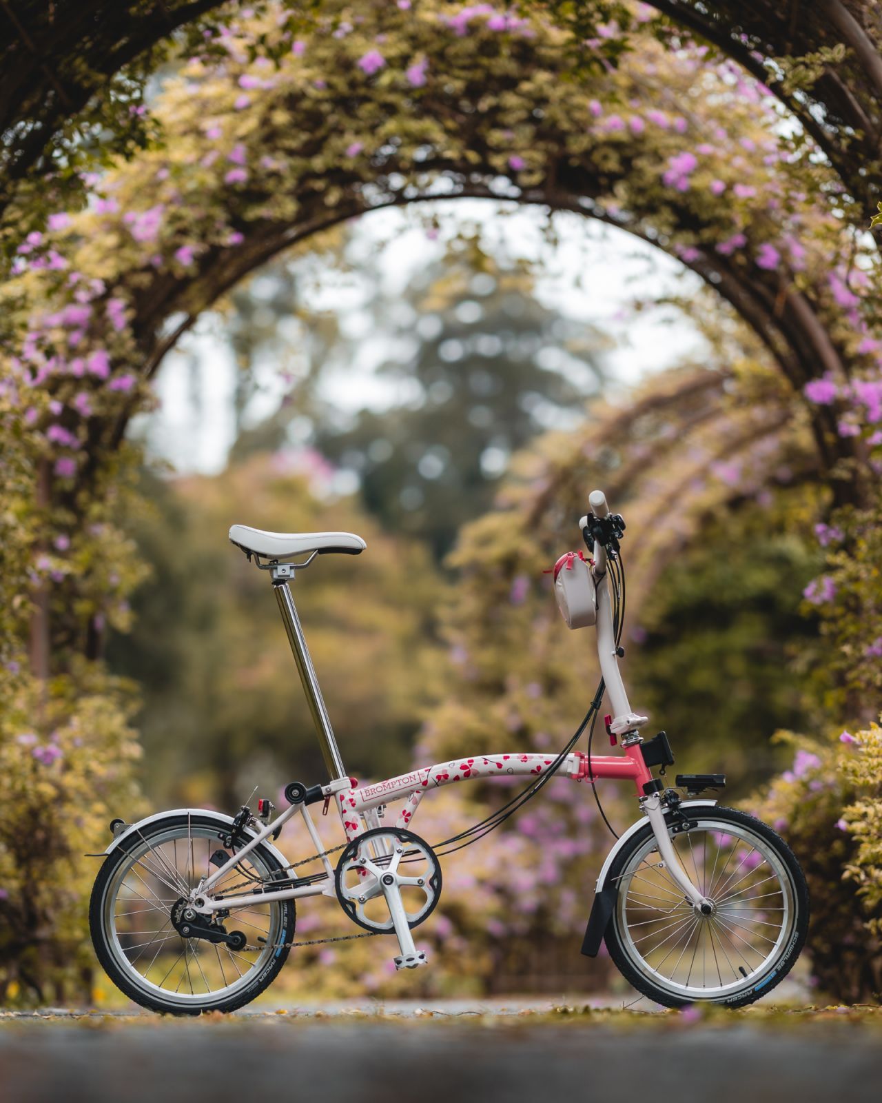 The Brompton Cherry Blossom is a special edition bike