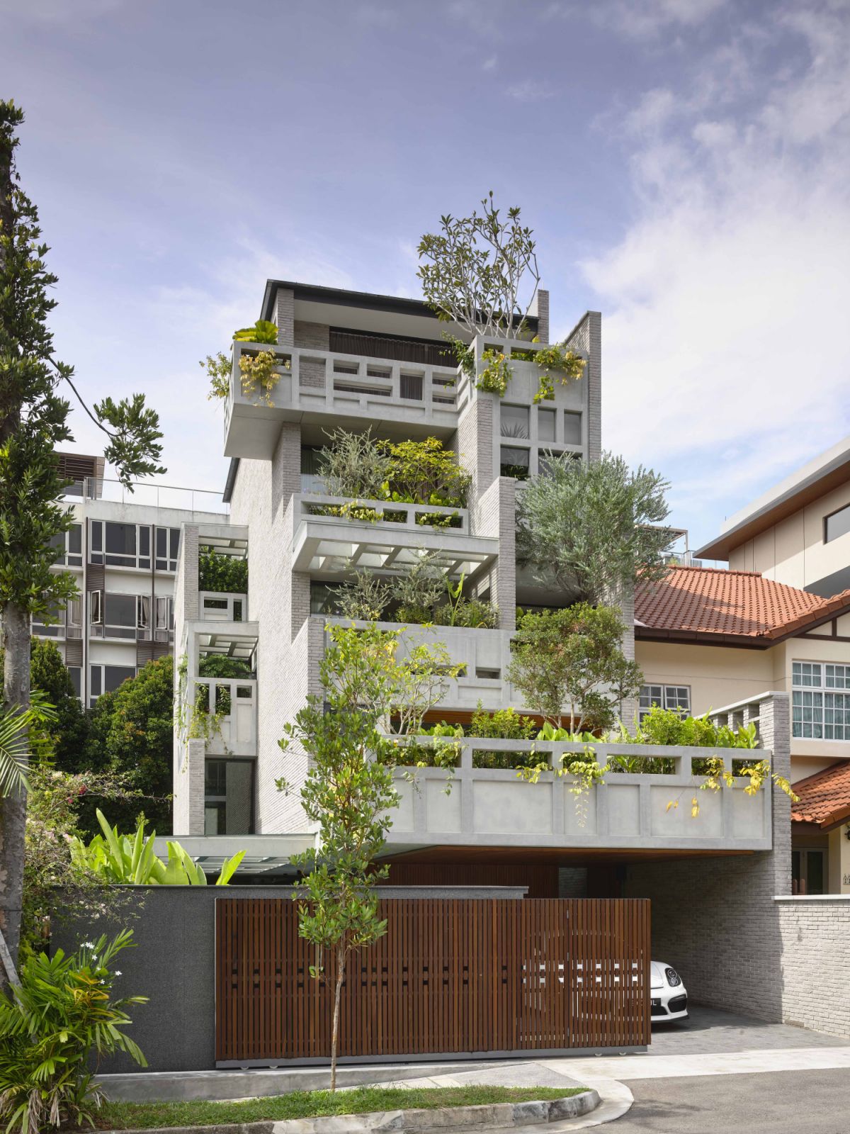 A daytime view of the semi-detached house from the street