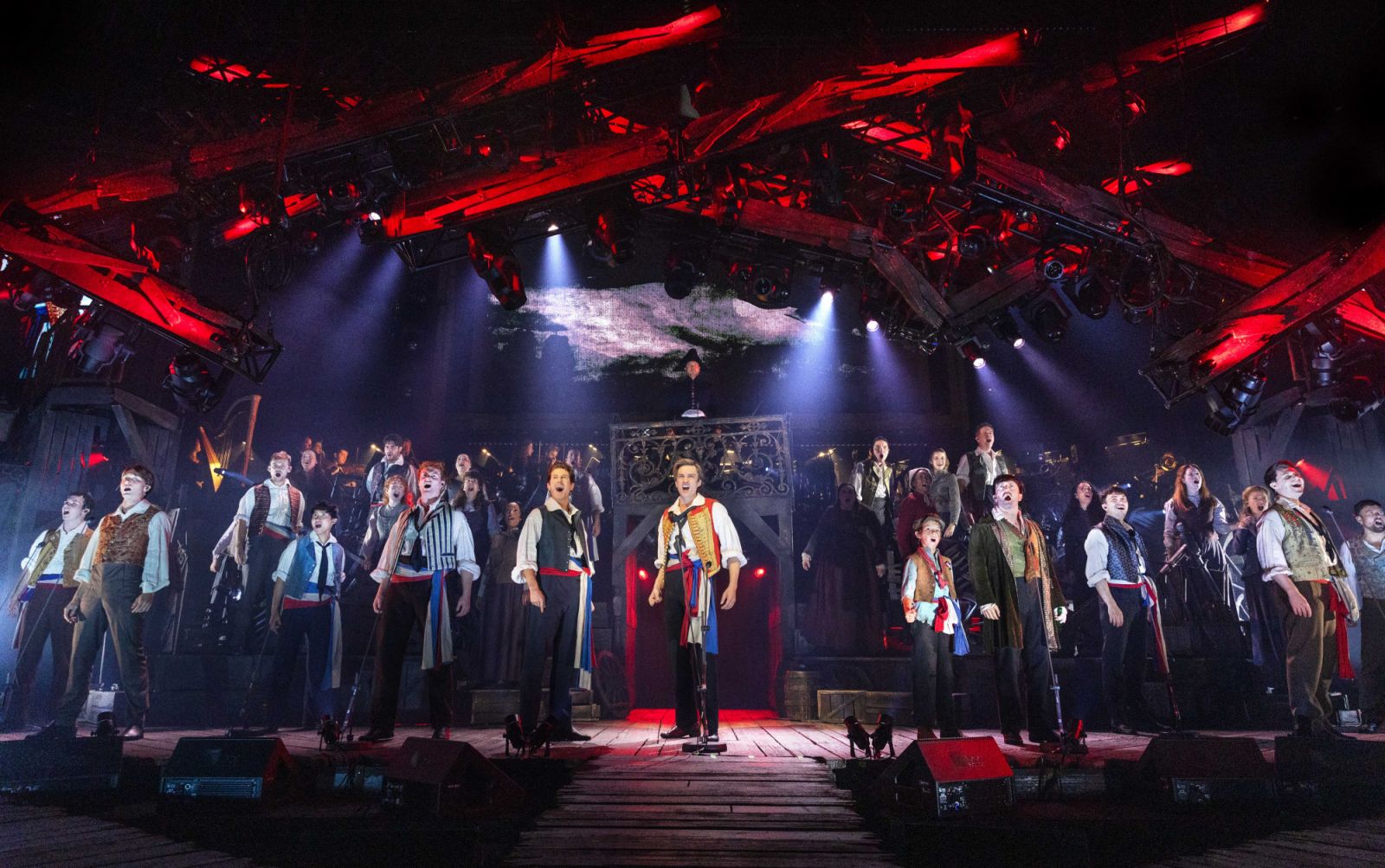 James D Gish as Enroljas with the ensemble of Les Misérables (Photo: Daniel Kaan)
