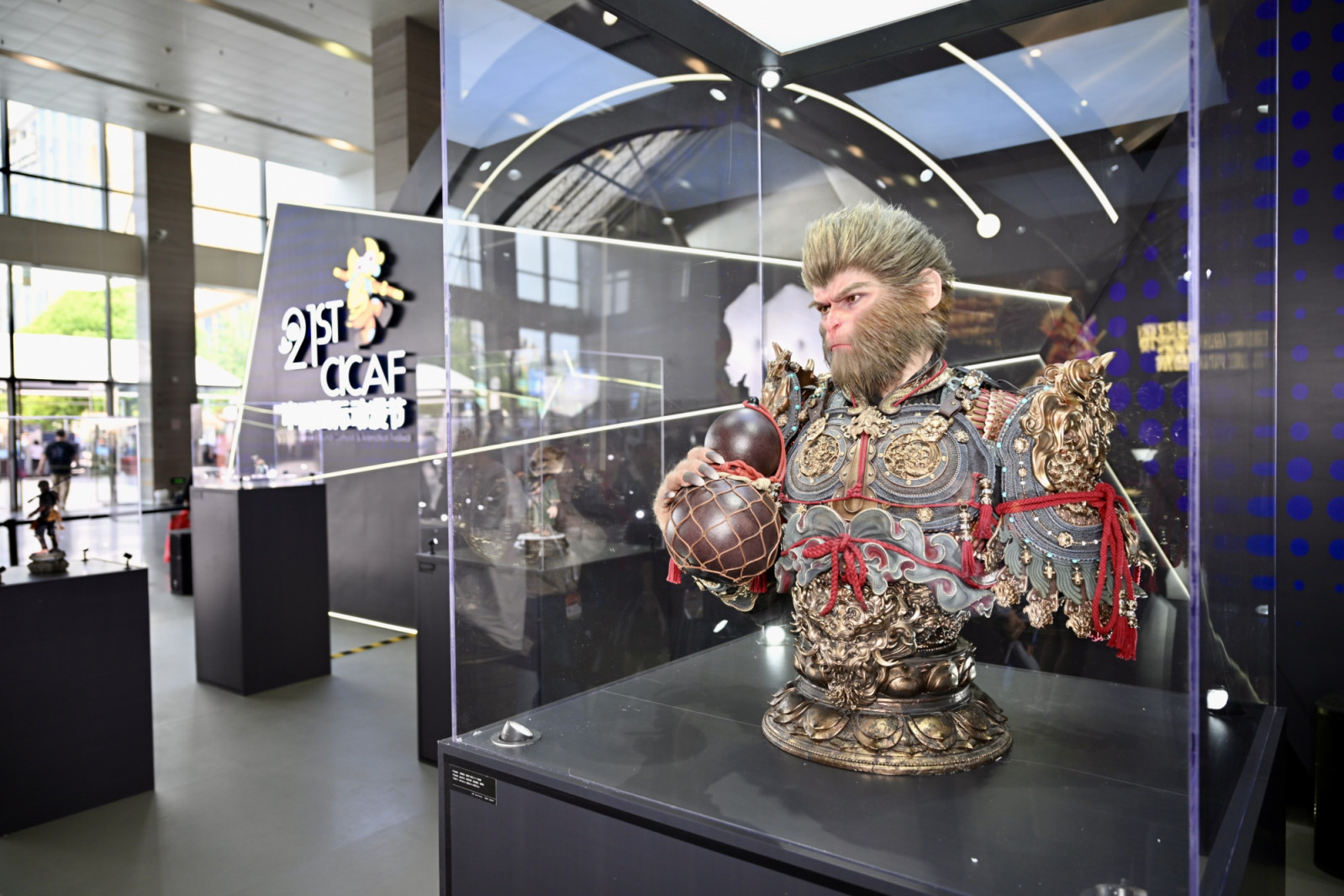 HANGZHOU, CHINA - MAY 29: A bust of Wukong from video game "Black Myth: Wukong" is on display during the 21st China International Cartoon & Animation Festival at the Baima Lake International Exhibition Center on May 29, 2025 in Hangzhou, Zhejiang Province of China. (Photo by Zhou You/VCG via Getty Images)