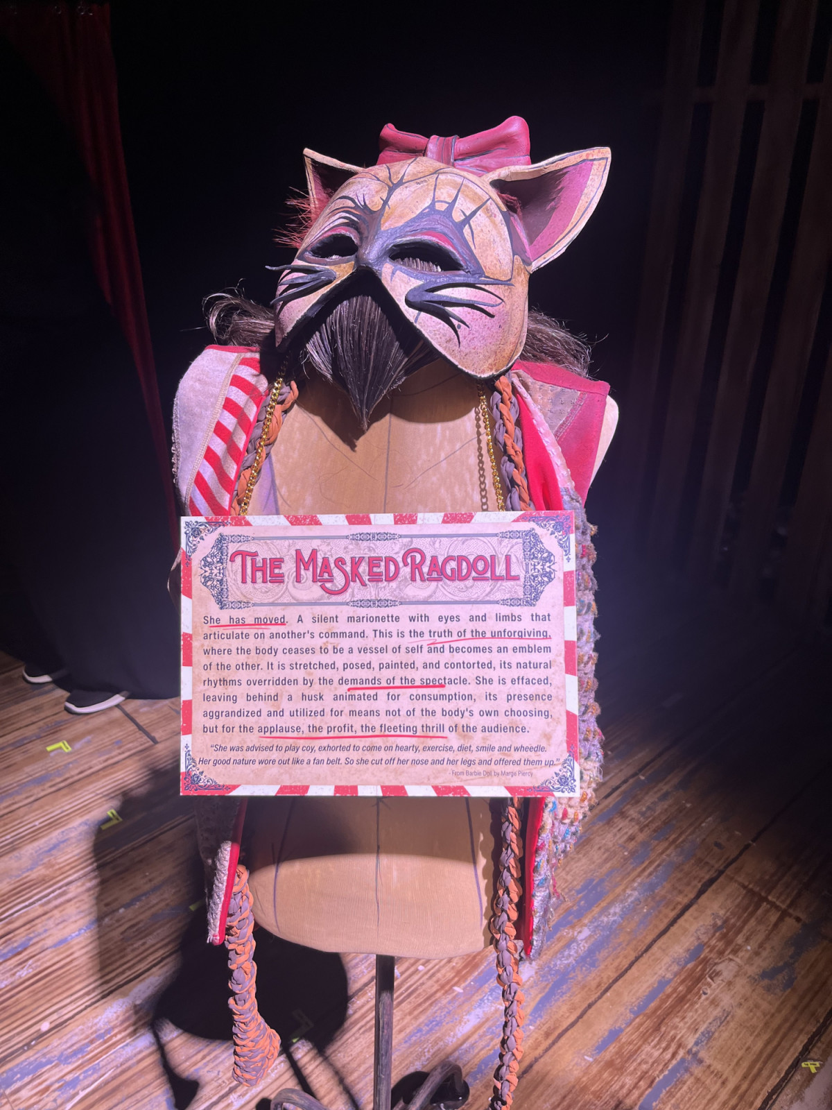 The costume of The Masked Ragdoll during the intermission (Photo: Gabriel Bohol)