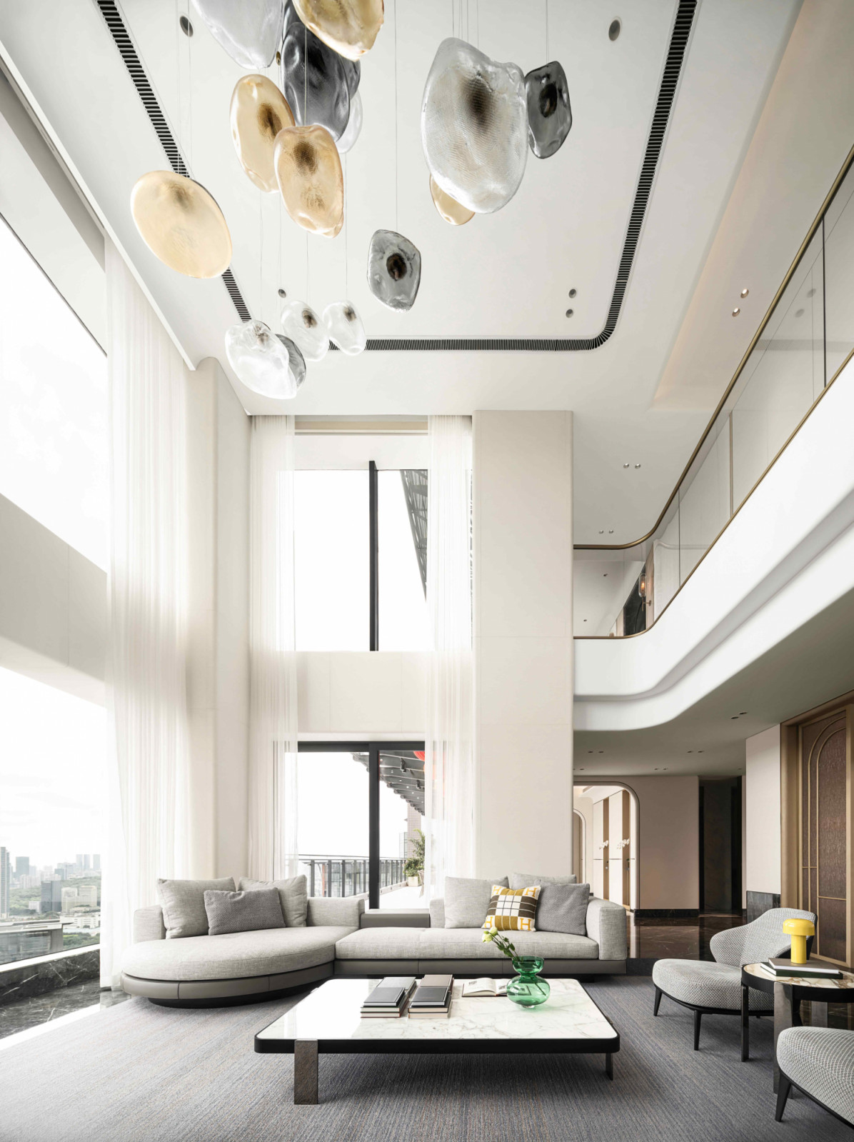 A dark grey palette is paired with light earthy tones, layered with sophistication and warmth