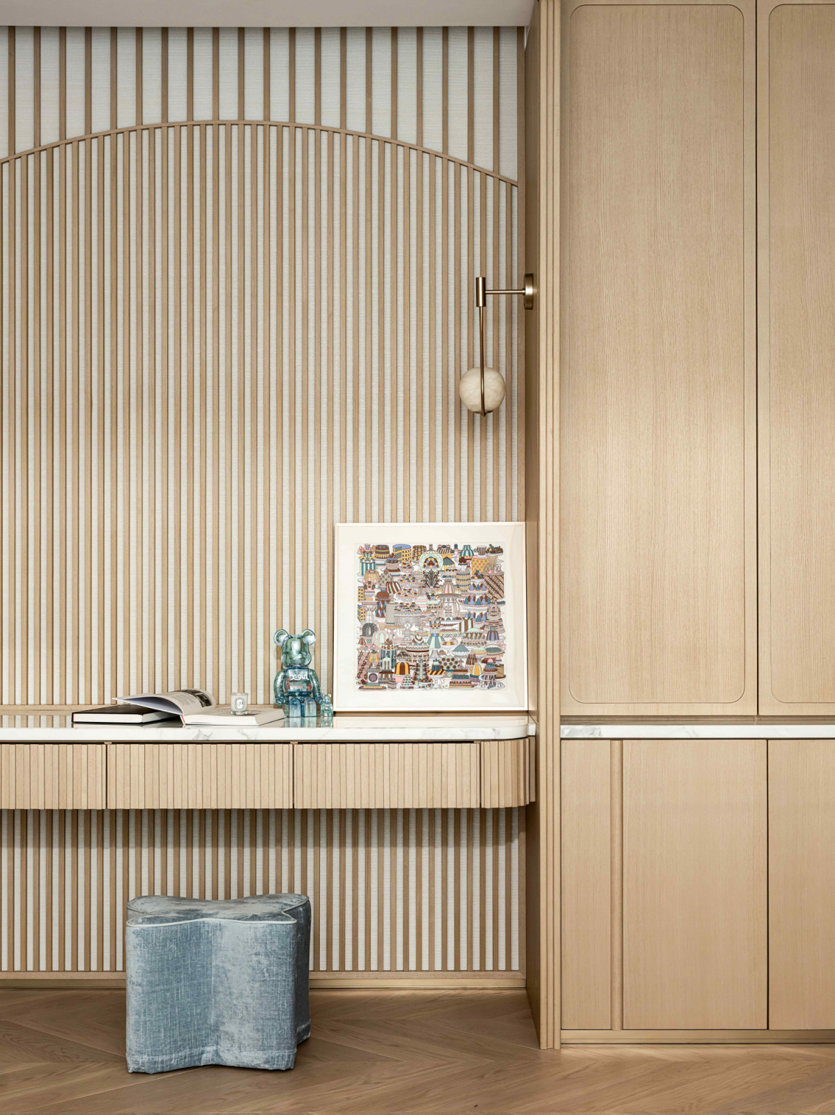 The design team prioritises locally sourced materials and modular panel designs that minimise material waste